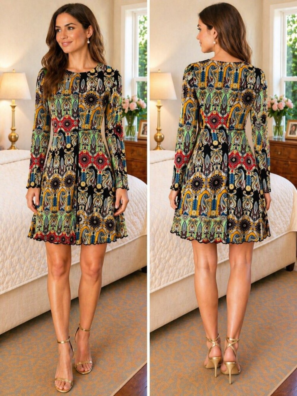 Alice + Olivia Delora Patchwork Mini Dress $375